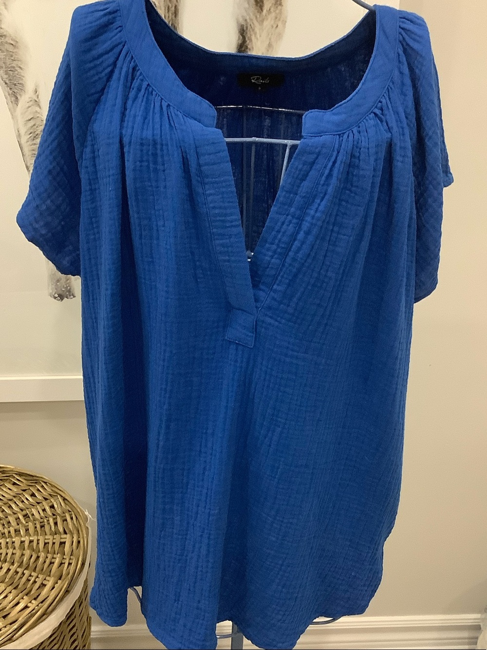 Rails Sayer vibrant blue organic cotton top size small